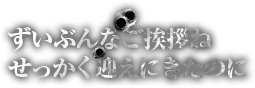 ずいぶんなご挨拶ね　せっかく迎えにきたのに